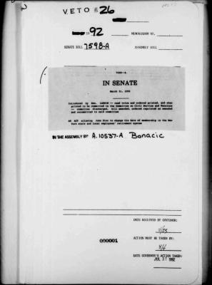NYS Bill and Veto Jackets: 1992, Veto 26