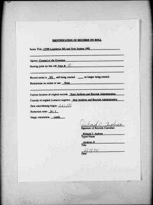 NYS Bill and Veto Jackets: 1992, Veto 10