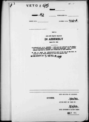 NYS Bill and Veto Jackets: 1992, Veto 45