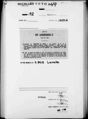NYS Bill and Veto Jackets: 1992, Veto 49