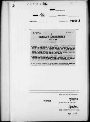 NYS Bill and Veto Jackets: 1992, Veto 46
