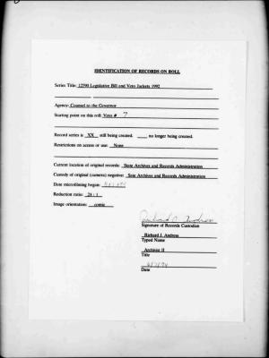 NYS Bill and Veto Jackets: 1992, Veto 7