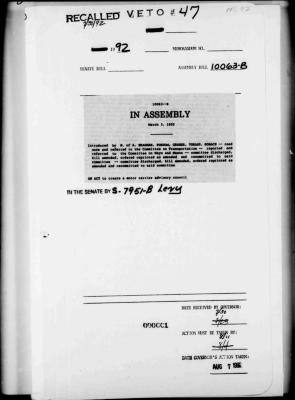 NYS Bill and Veto Jackets: 1992, Veto 47