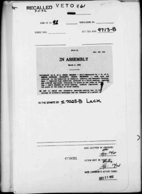 NYS Bill and Veto Jackets: 1992, Veto 61
