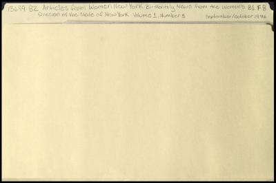 "Women New York" Volume 1, Number 5 related materials