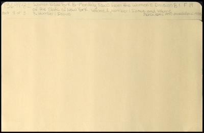 "Women New York" Volume 2, Number 1 and Volume 3, Number 1 related materials