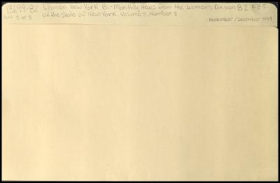 "Women New York" Volume 3, Number 7 related materials