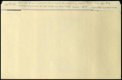 "Women New York" Volume 1, Number 5 and related materials