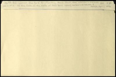 "Women New York" Volume 3, Number 1 related materials