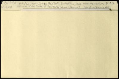 "Women New York" Volume 3, Number 4 related materials