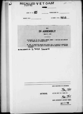 NYS Bill and Veto Jackets: 1992, Veto 58