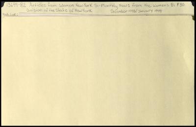 "Women New York" Volume 3, Number 4 related materials