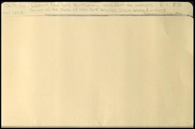 "Women New York" Volume 1, Number 5 related materials