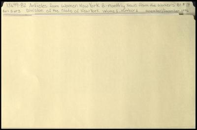 "Women New York" Volume 1, Number 6 related materials