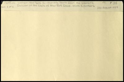"Women New York" Volume 3, Number 6 related materials