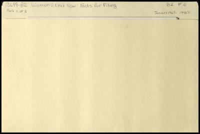 "Women's Unit News: Facts for Filing" newsletters