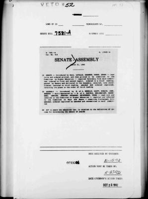 NYS Bill and Veto Jackets: 1992, Veto 52
