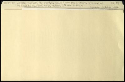 "Women New York" Volume 1, Number 5 related materials
