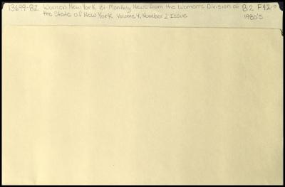"Women New York" Volume 4, Number 1 and 2 and related materials