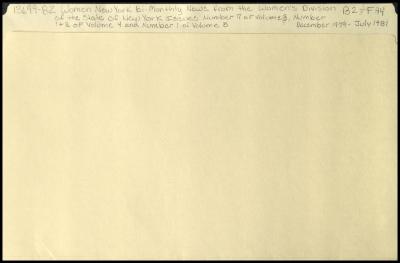 "Women New York" Volume 3, Number 7 and 2, Volume 4, Number 1 and 2, and Volume 5, Number 1