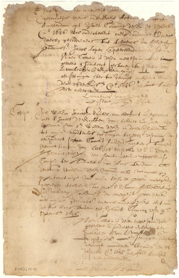 Note of Willem Jonassen in favor of Willem de Key