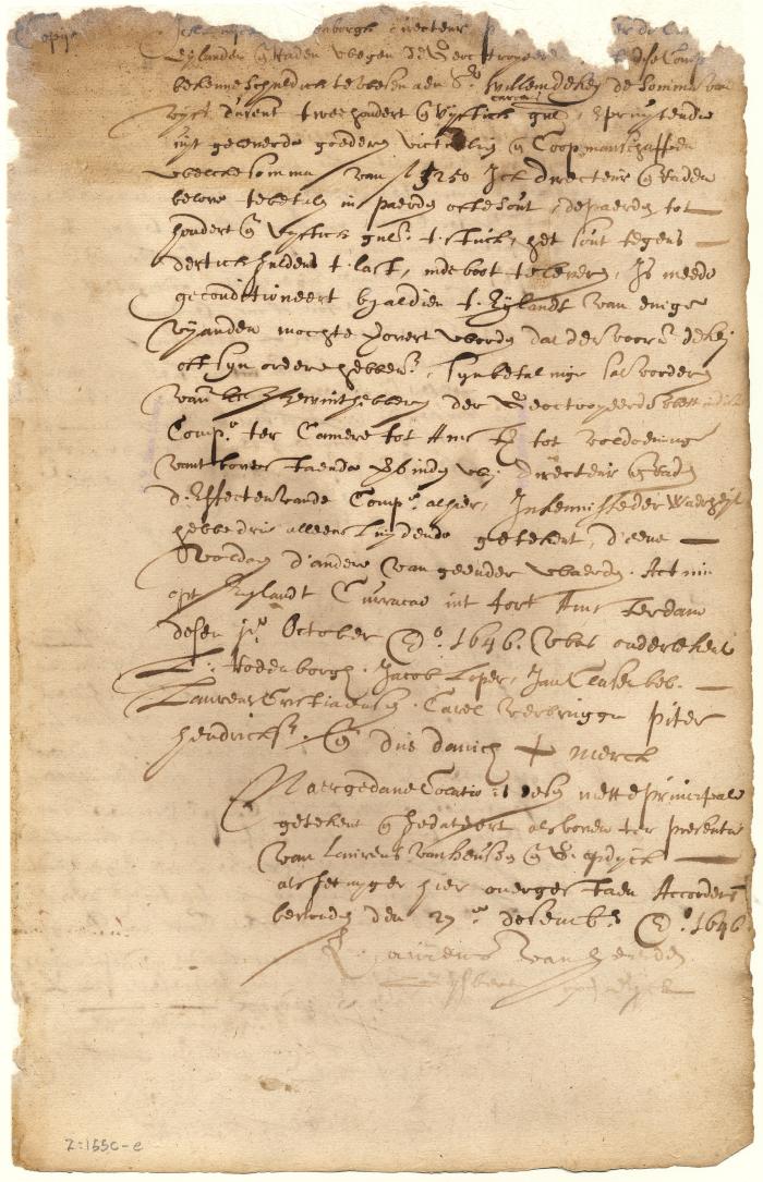 Note of the director and council of Curaçao in favor of Willem de Key