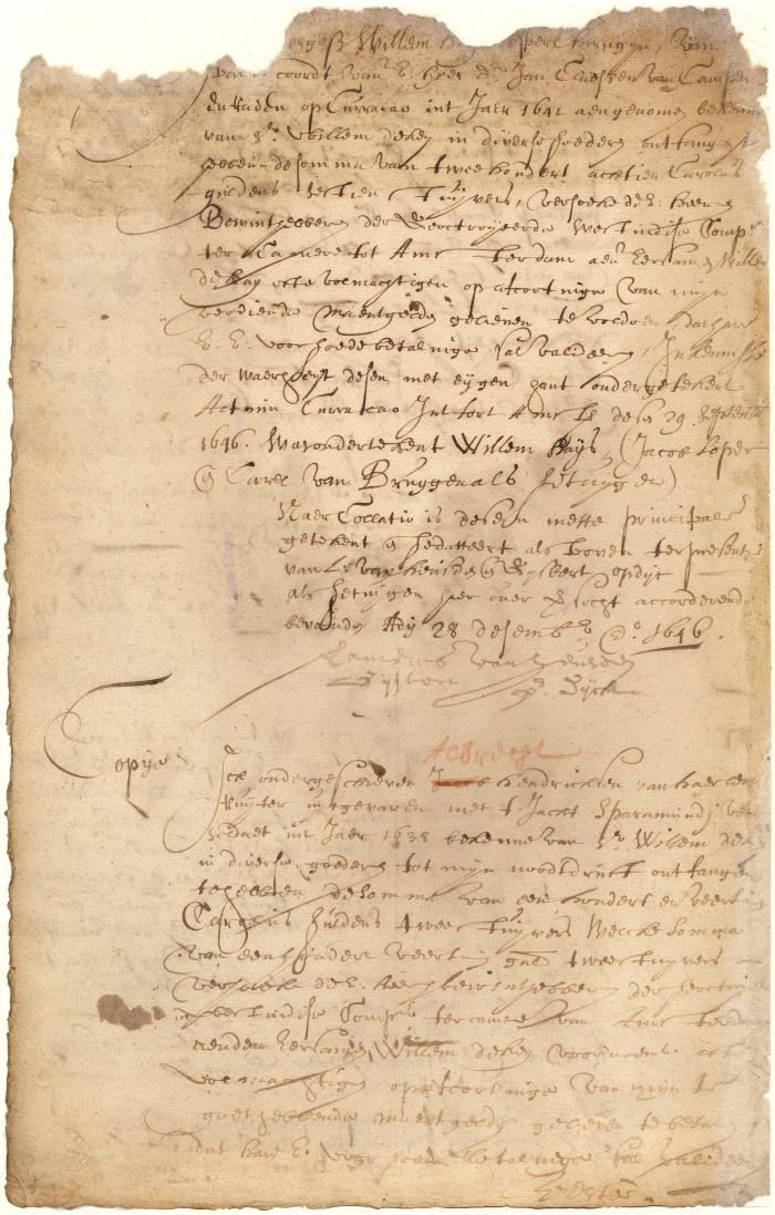 Notes of William Hays and Albrecht Hendricksen in favor of Willem de Key