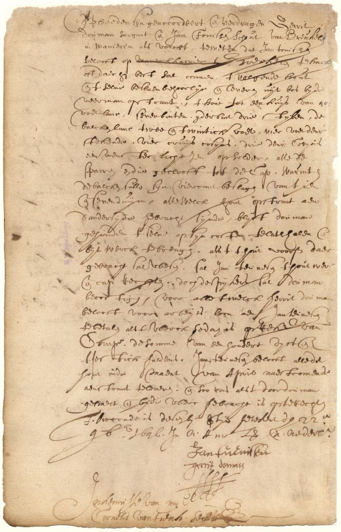 Contract of Jan Teunissen, schout of Breuckelen, to erect a house for Gerrit Douman, sergeant