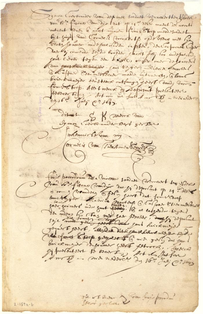 Declaration of Symon Coerbrander relative to an assault committed by soldiers on Hans Krieckmayer