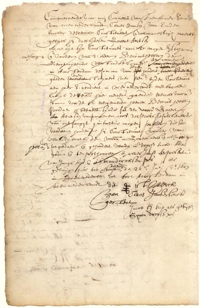 Power of attorney from Claes Jansen to Govert Aertsen to collect wages from the West India Company