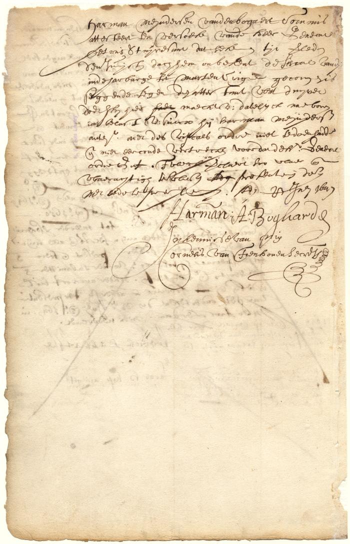 Declaration of Harmen Meyndertsen van den Bogaaert respecting Fiscal van Dyck's conduct toward him in Marten Cregier's tavern