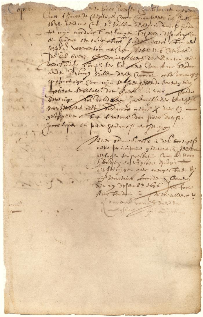 Note of Pieter Eversen in favor of Willem de Key