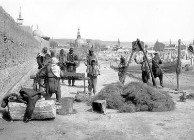 Syria.  Damascus.  Making Jute Rope by Hand