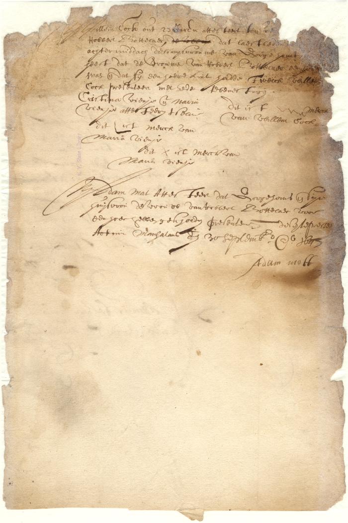 Declarations of William Cock and others that George Holmes’ wife accused the wife of Robert Butler of having an illegitimate child