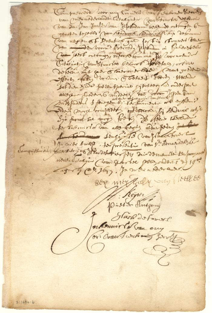 Bond of Catalyn van Straseele, widow of Jan Jansen van Ilpendam, in favor of Hendrick Hendricksen Kip