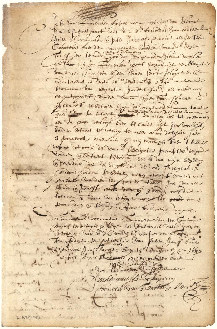 Protest of the attorney of I.D. Goethart to the curators of the estate of the late S. Tonissen for non-payment of a bond, and an answer thereto