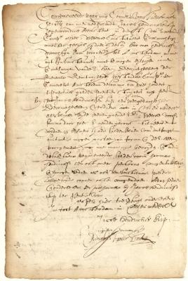 Power of attorney from Jacob Hendricksen Kip to his uncle Harman Hendricksen Drooch to receive money due him by the West India Company