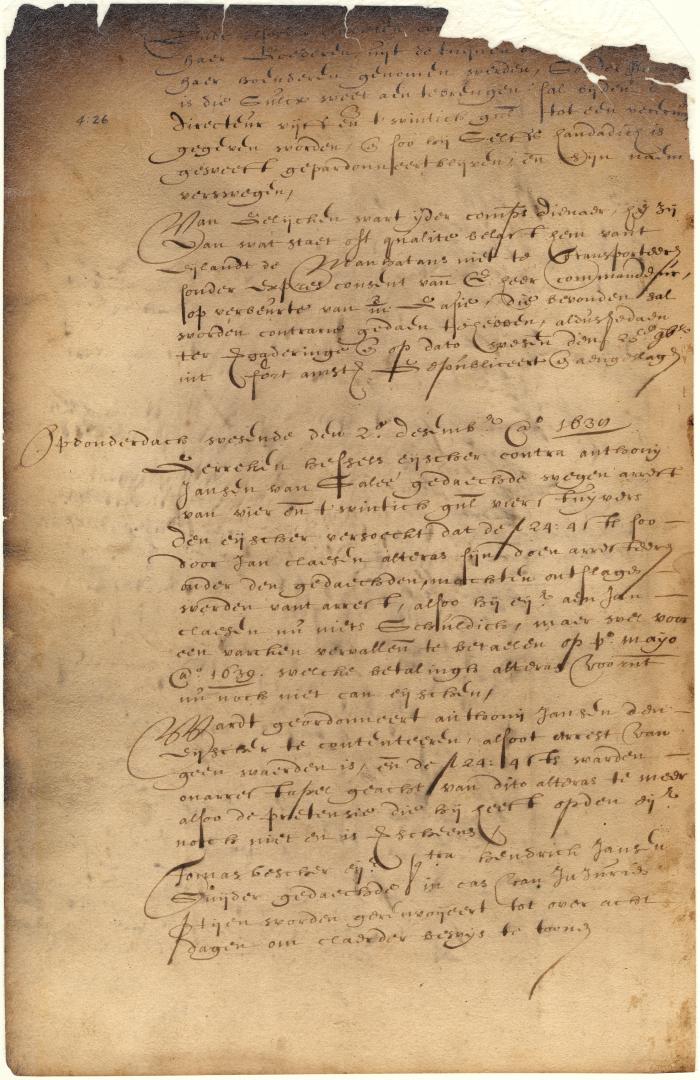 Dutch colonial council minutes, 2 December 1638