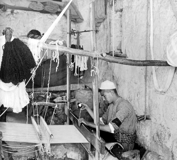 Syria.  A Man Weaving Outer Garments