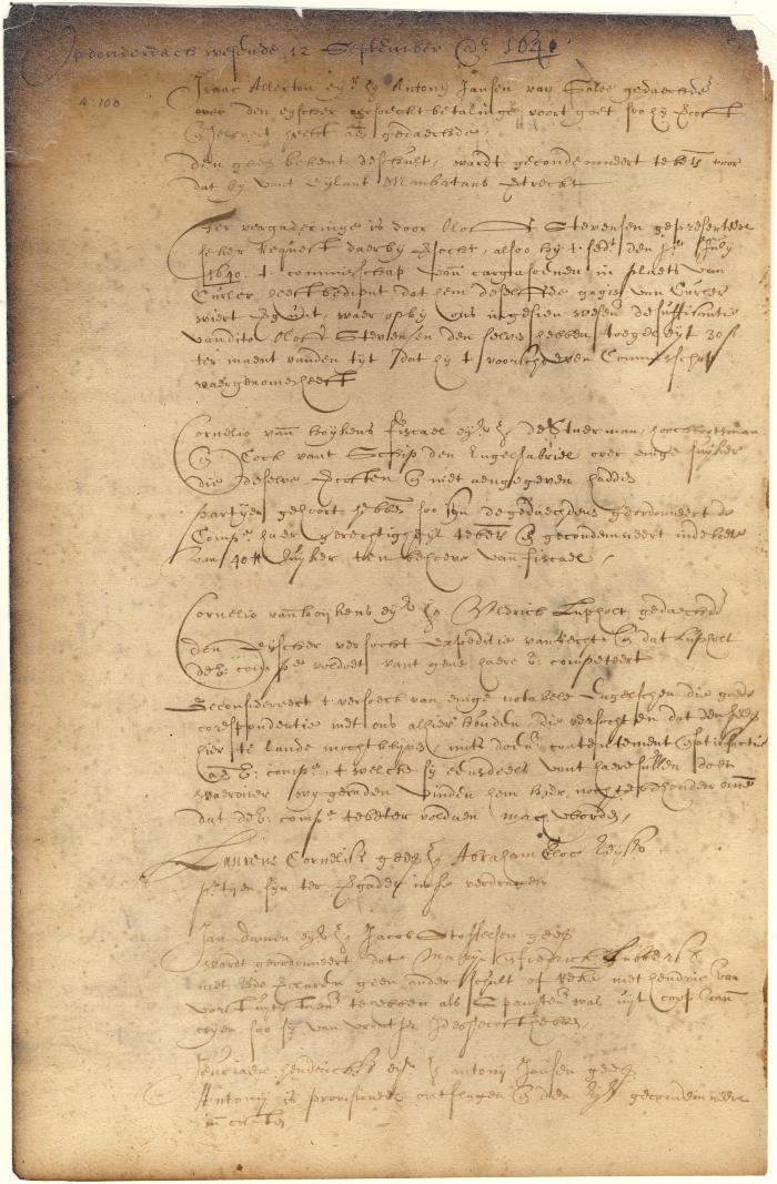 Dutch colonial council minutes, 12 September 1641