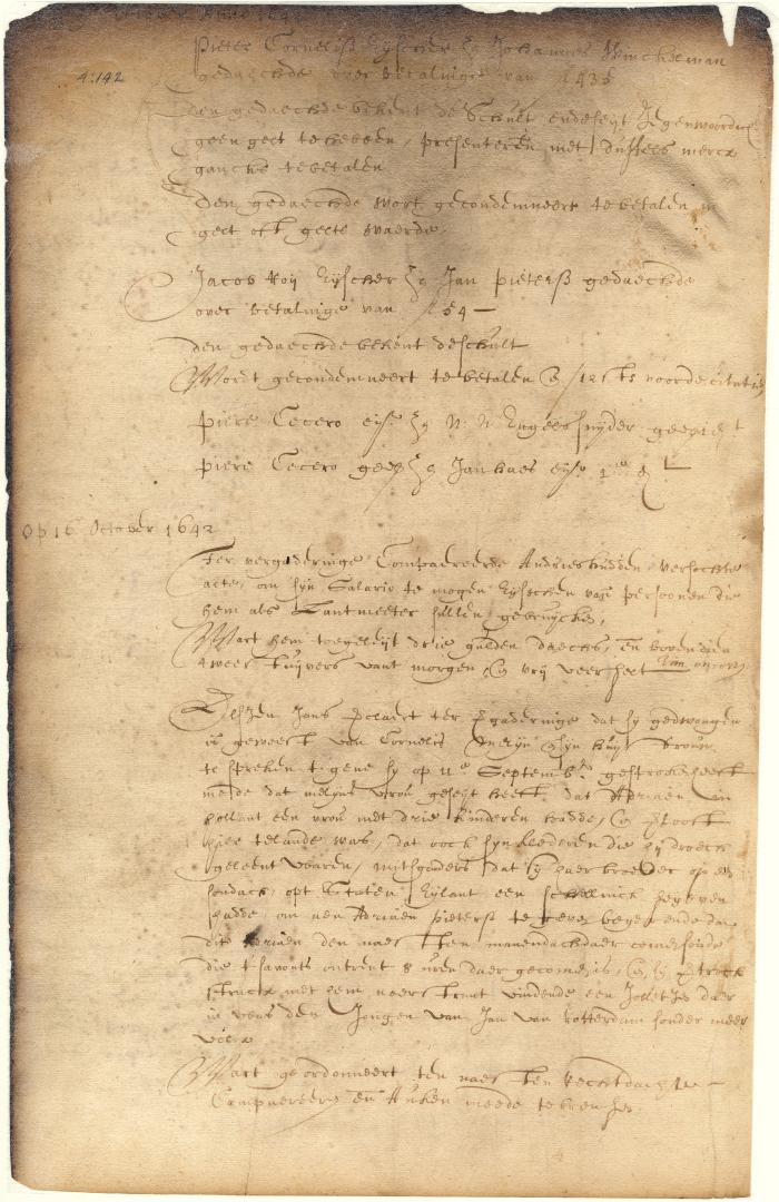 Dutch colonial council minutes, 16 October 1642