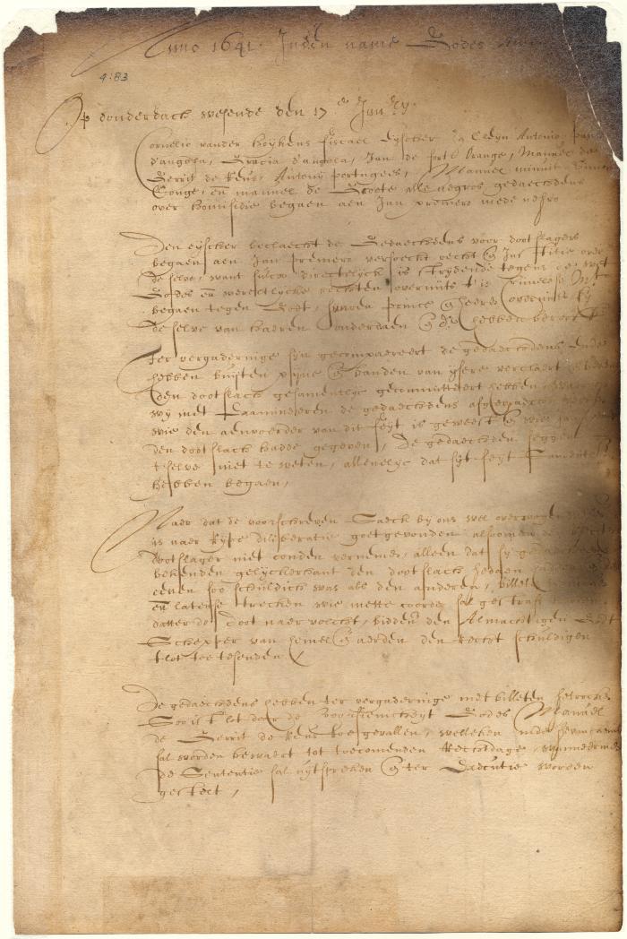 Dutch colonial council minutes, 17 January 1641