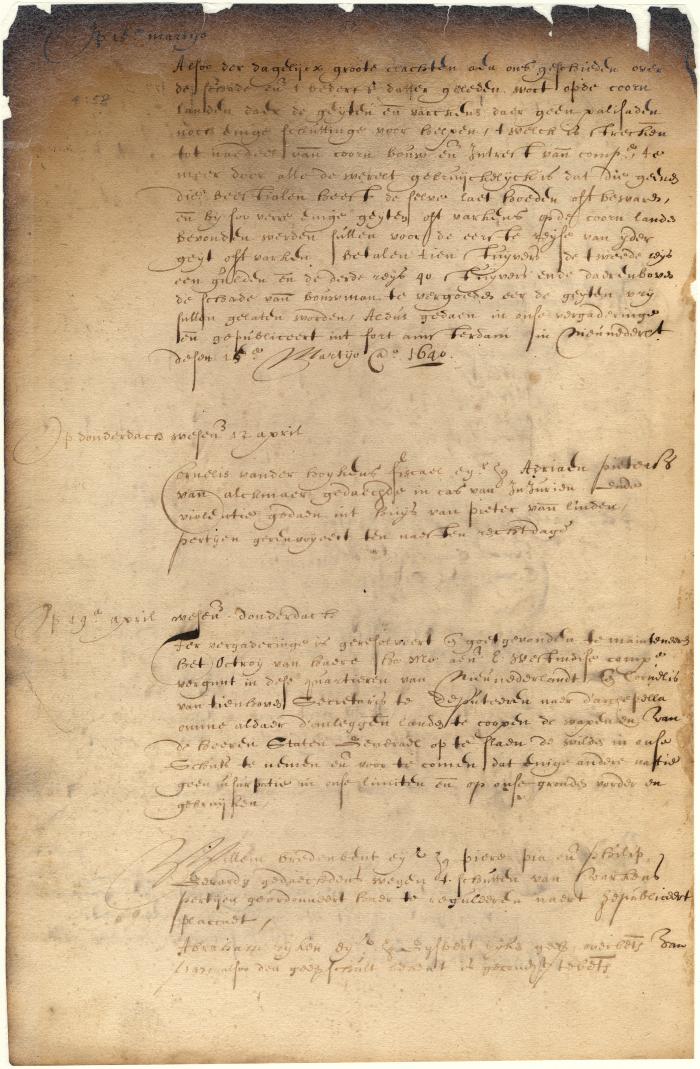 Dutch colonial council minutes, 15 March - 19 April 1640