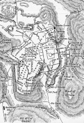 Syria.  Map of Jerusalem Today, with Physical Features.  From MacCoun's Bible Atlas