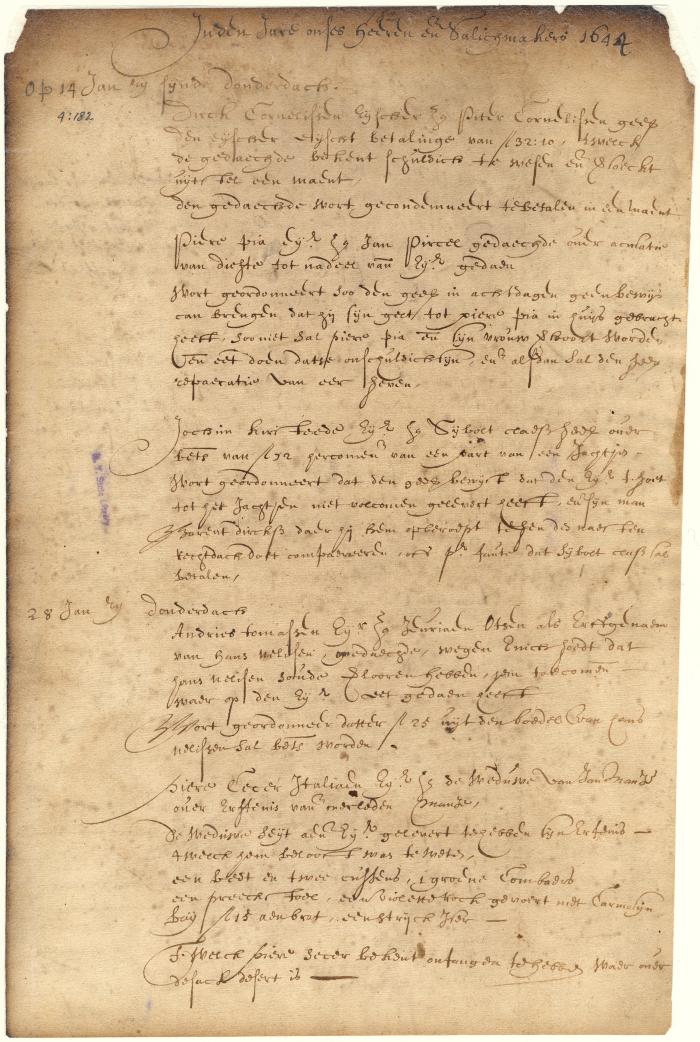 Dutch colonial council minutes, 14-28 January 1644