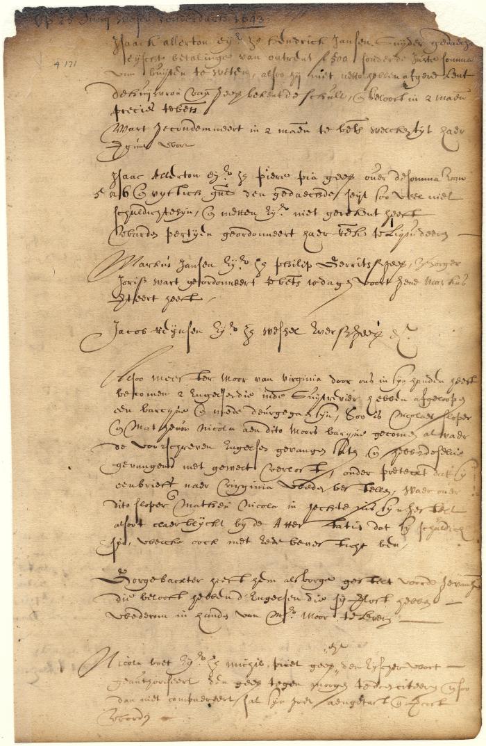 Dutch colonial council minutes, 25 June 1643