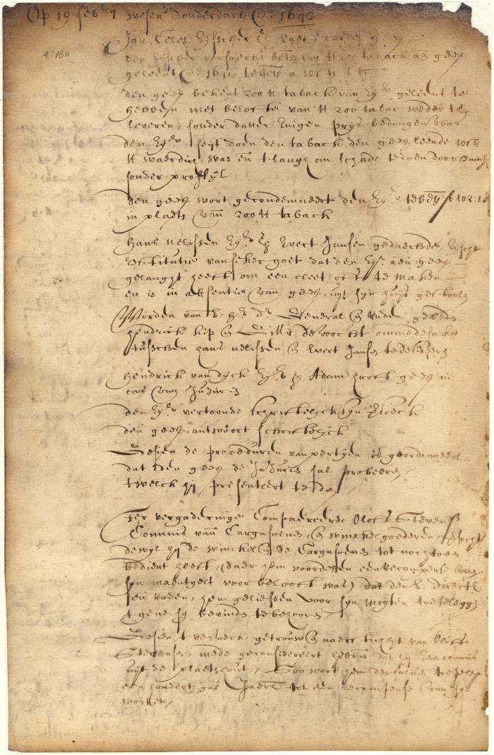 Dutch colonial council minutes, 19 February 1643