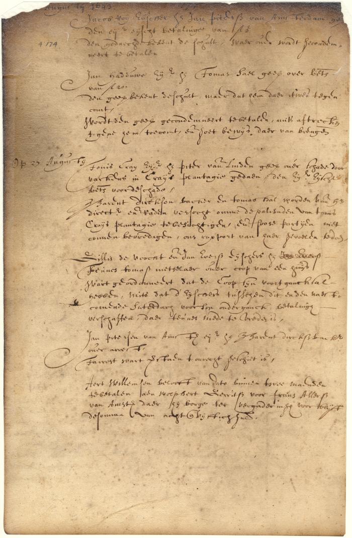 Dutch colonial council minutes, 20-27 August 1643