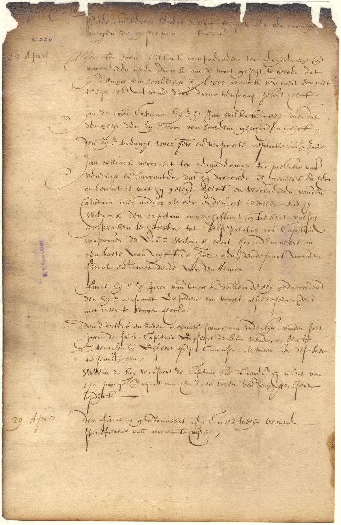 Dutch colonial council minutes, 6 April 1645