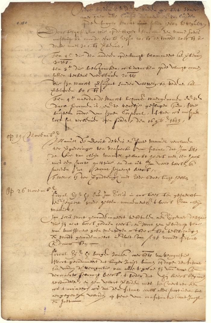 Dutch colonial council minutes, 16-26 November 1643